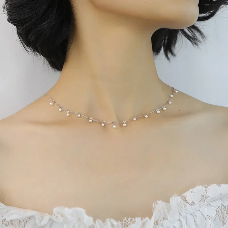 Minimalist Elegant Pearl Short Clavicle Necklace DA1221