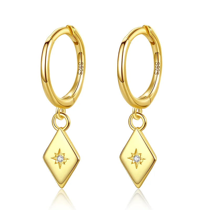 Geometric Zircon Pendant Hoop Earrings DA2693