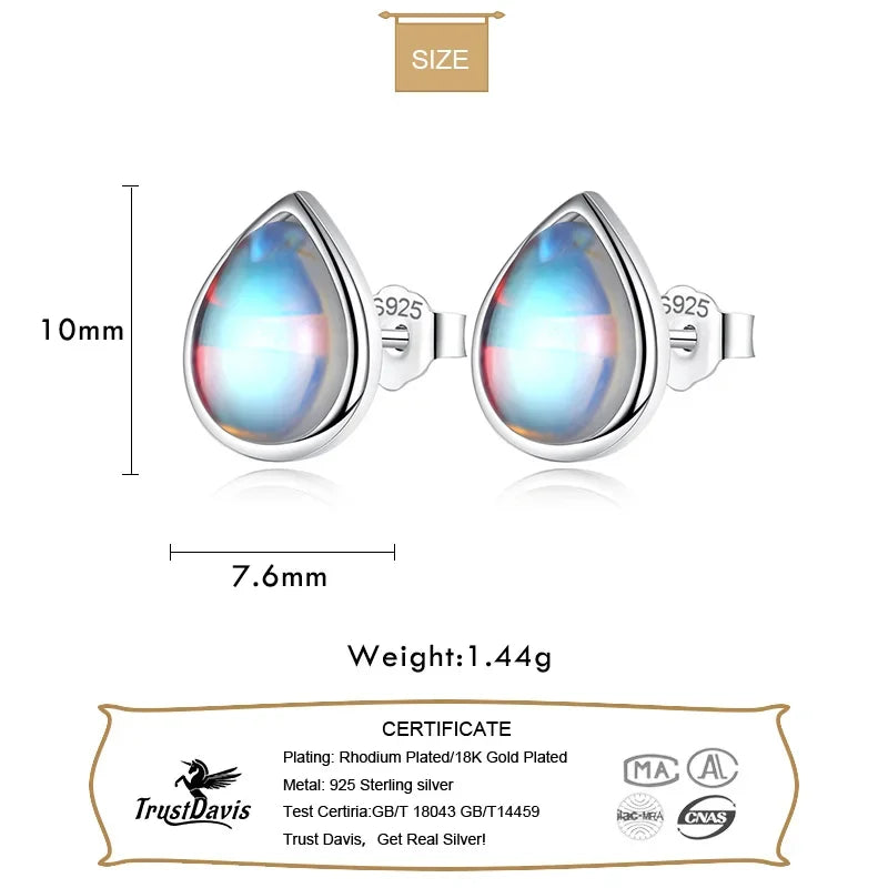 Sweet Water Drop Moonstone Stud Earrings DD1096