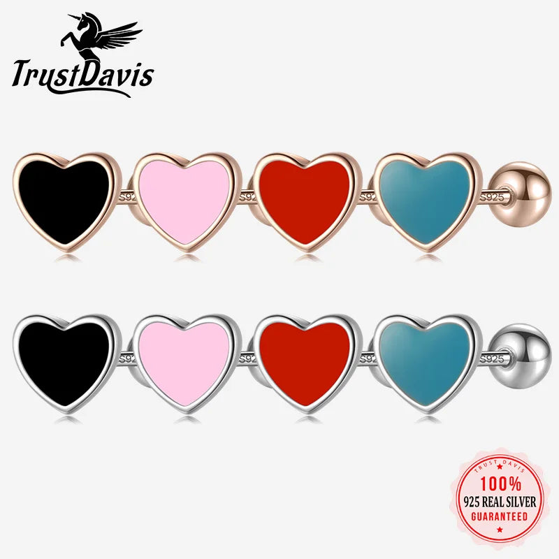 Sweet Heart Color Screw Stud Earrings DS4124