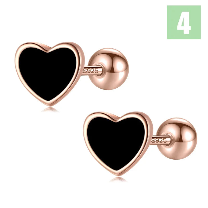 Sweet Heart Color Screw Stud Earrings DS4124