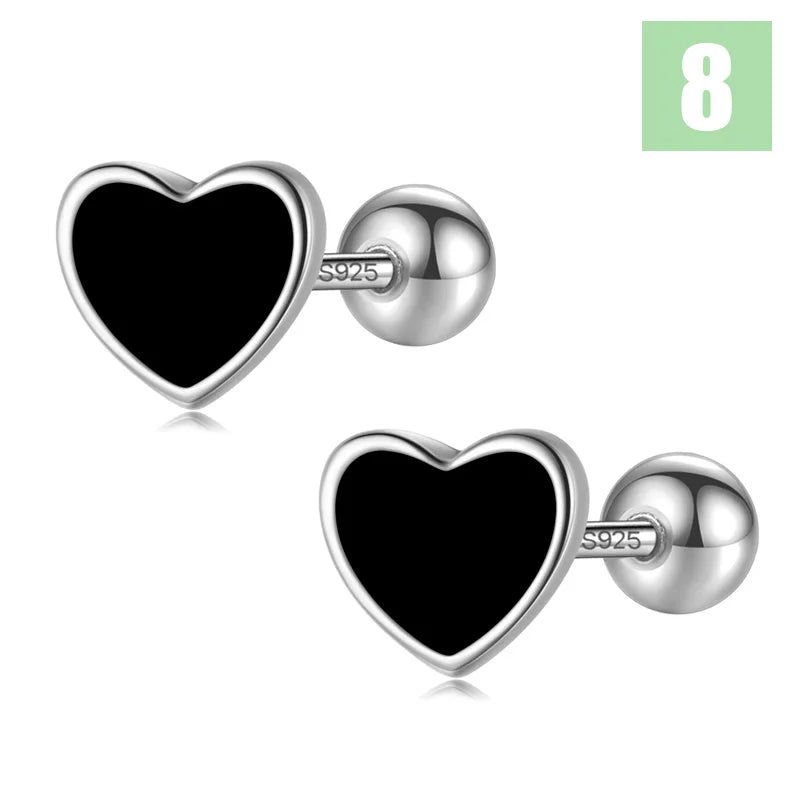 Sweet Heart Color Screw Stud Earrings DS4124