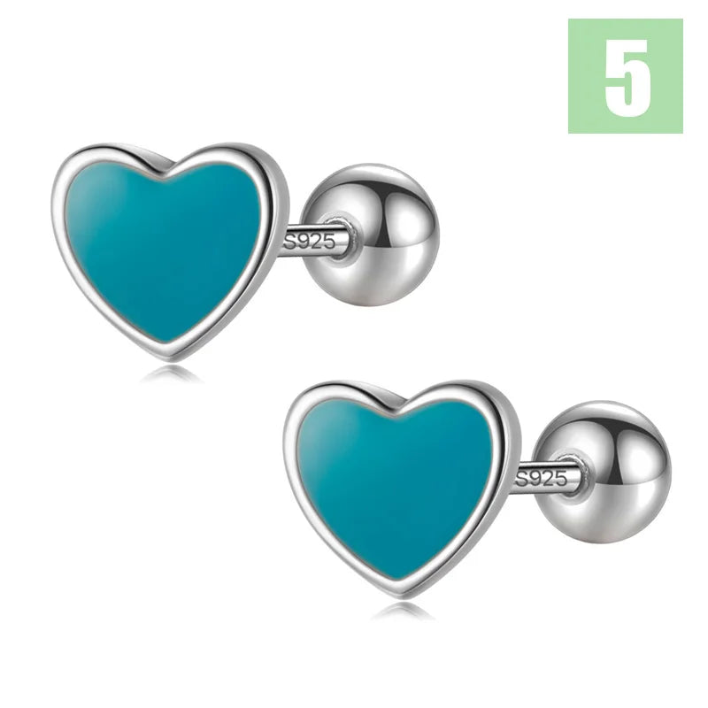 Sweet Heart Color Screw Stud Earrings DS4124
