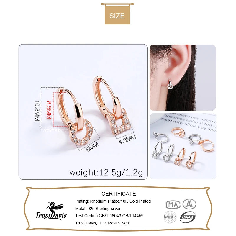 Fashion Gothic Round Square CZ Hoop Earrings DA2490