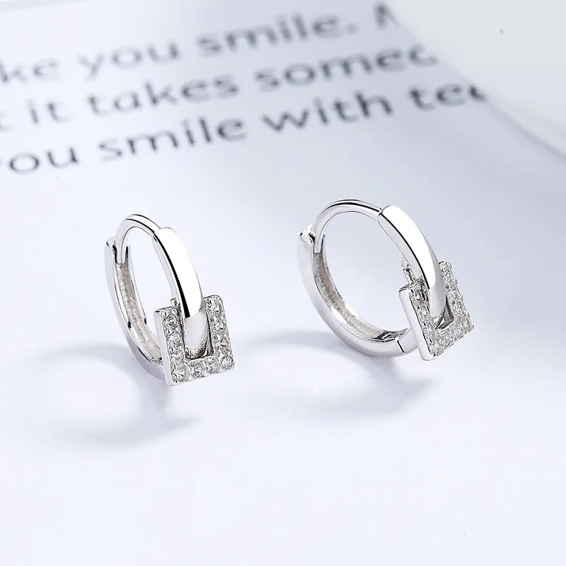 Fashion Gothic Round Square CZ Hoop Earrings DA2490