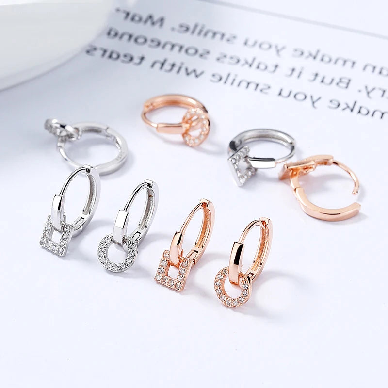 Fashion Gothic Round Square CZ Hoop Earrings DA2490