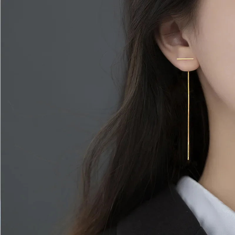 Minimalist T-shaped Ear Wire Chain Linked Stud Earring DB1188