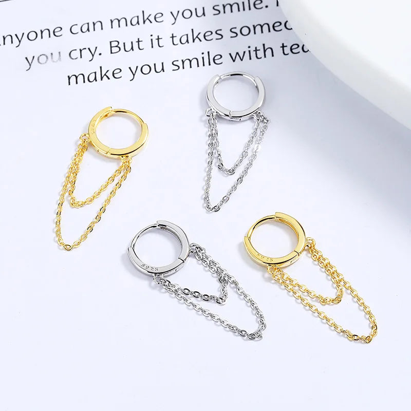 Sweet Double Layer Chain Hoop Earrings DA2510
