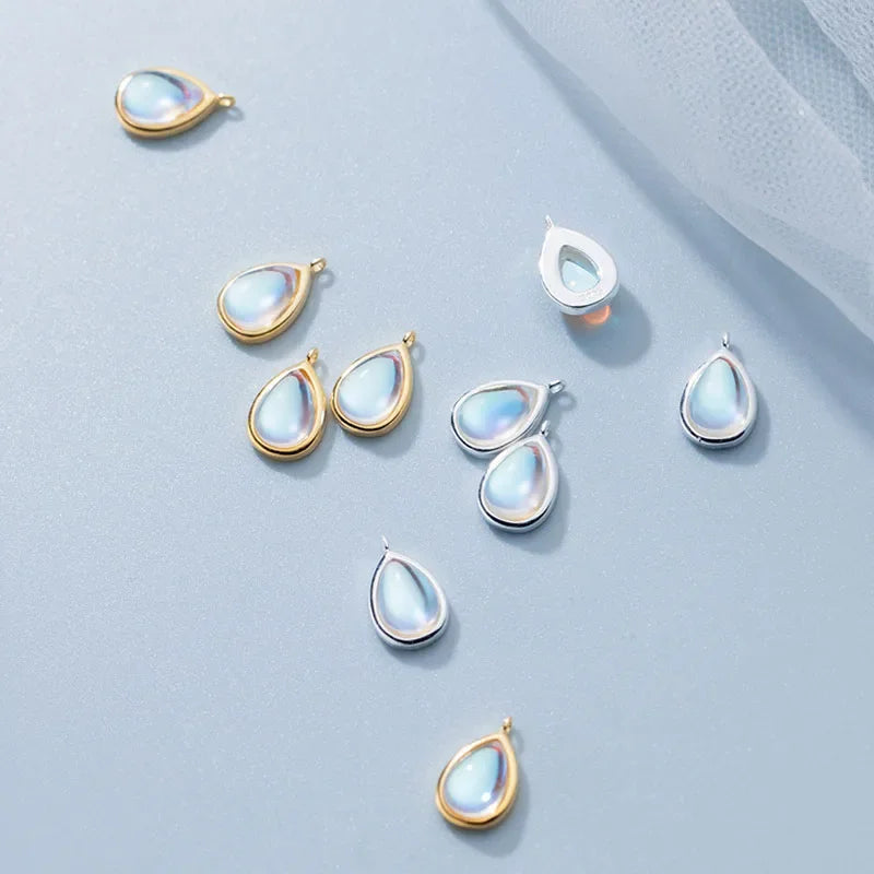 Synthetic Moonstone Water Drop Charm Pendant DIY Accessories Jewelry DZ77