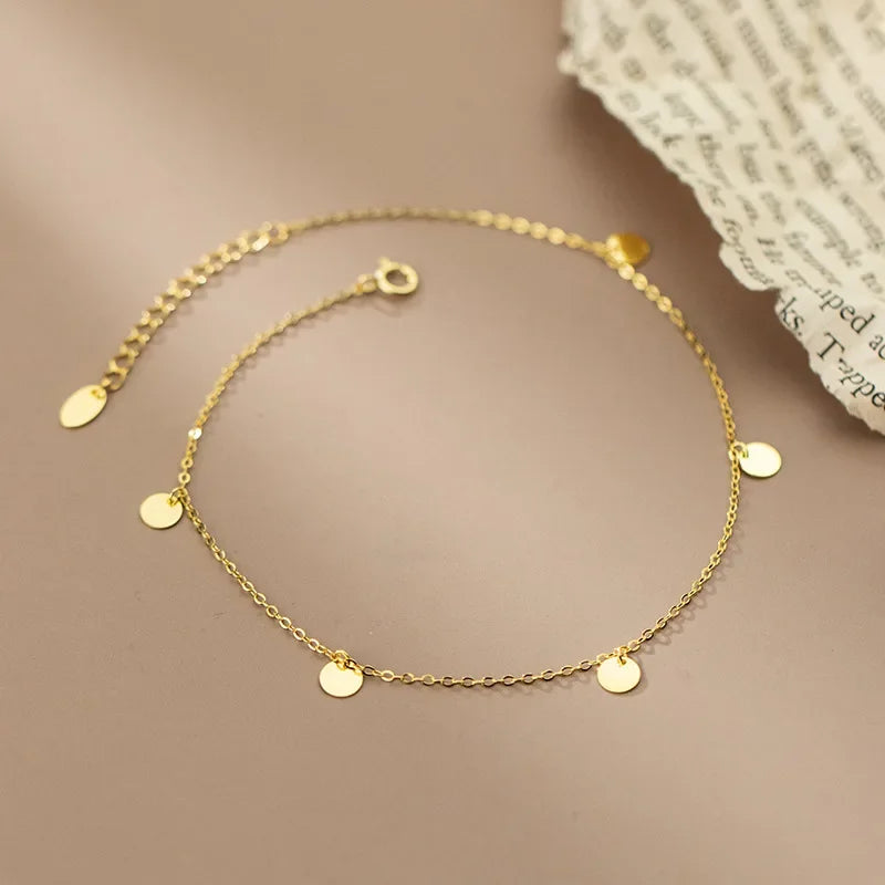 Gold Sweet Wafer Tassel Chain Anklets DA2353