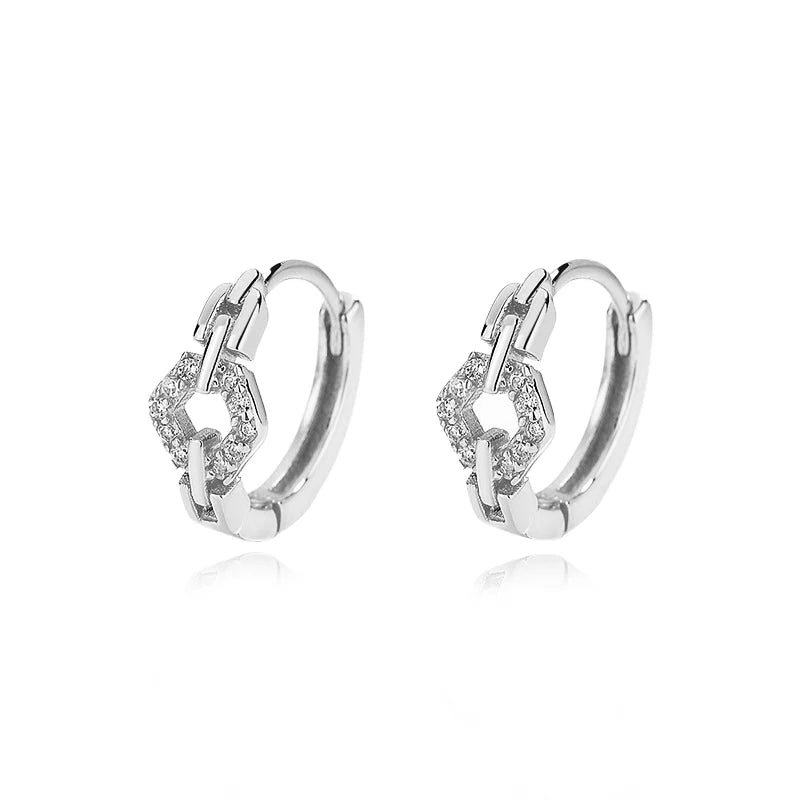 Square Cat's Paw Heart CZ Pendant Hoop Earrings DG0190