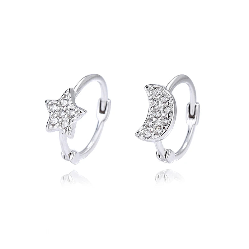 Square Cat's Paw Heart CZ Pendant Hoop Earrings DG0190