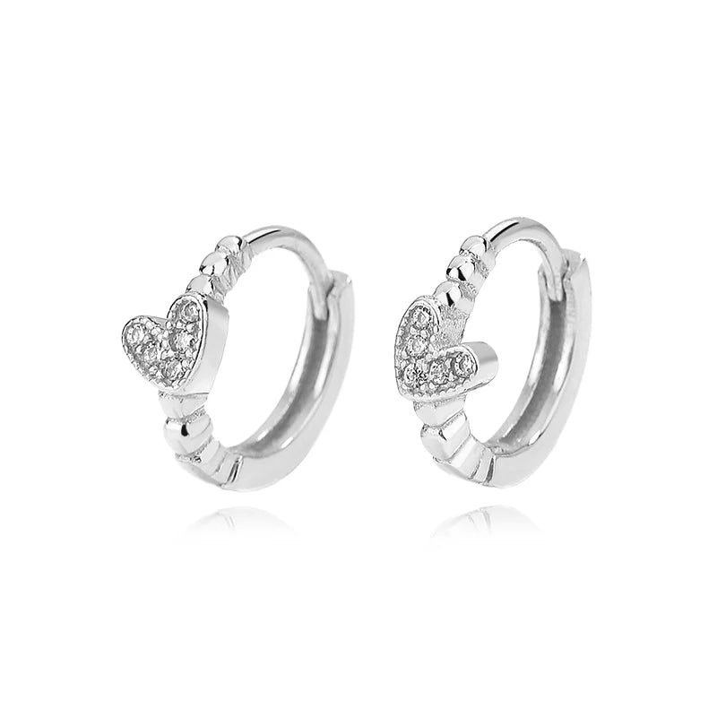 Square Cat's Paw Heart CZ Pendant Hoop Earrings DG0190