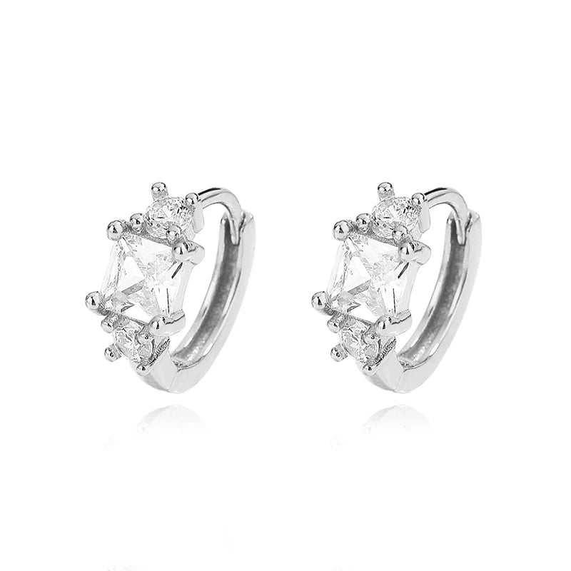 Square Cat's Paw Heart CZ Pendant Hoop Earrings DG0190