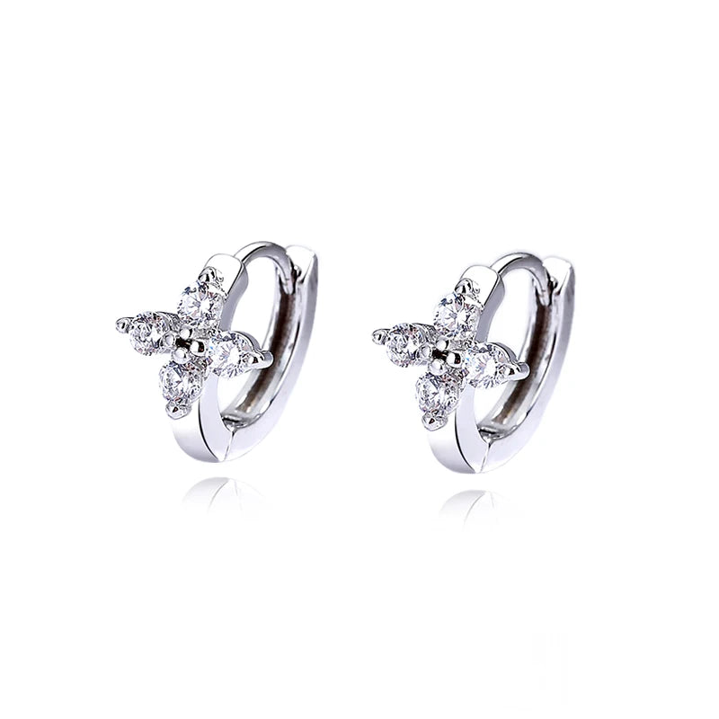 Square Cat's Paw Heart CZ Pendant Hoop Earrings DG0190