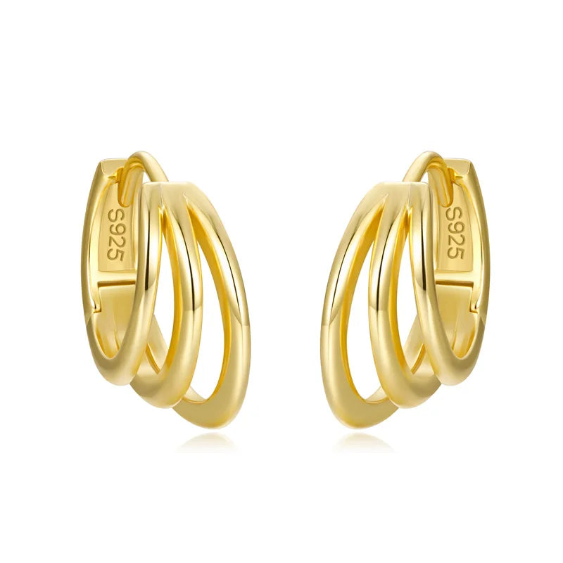 18k Gold Three Layers Charm Hoop Earrings DG0102