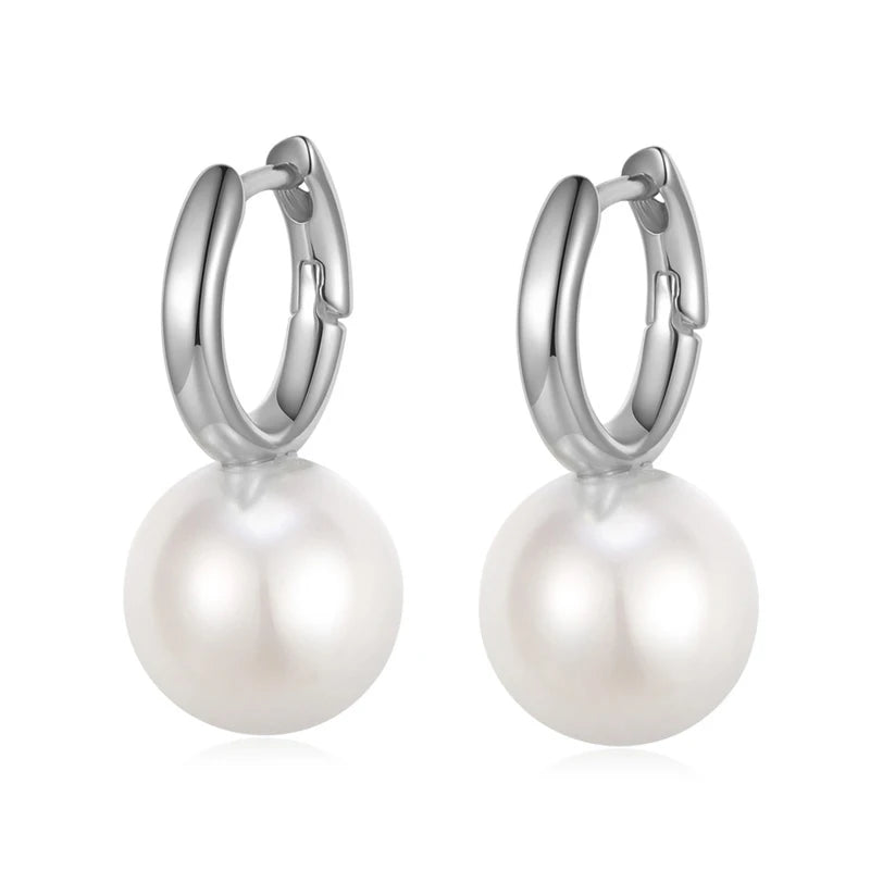 Fashion Synthesis Pearl Hoop Earrings DE0214