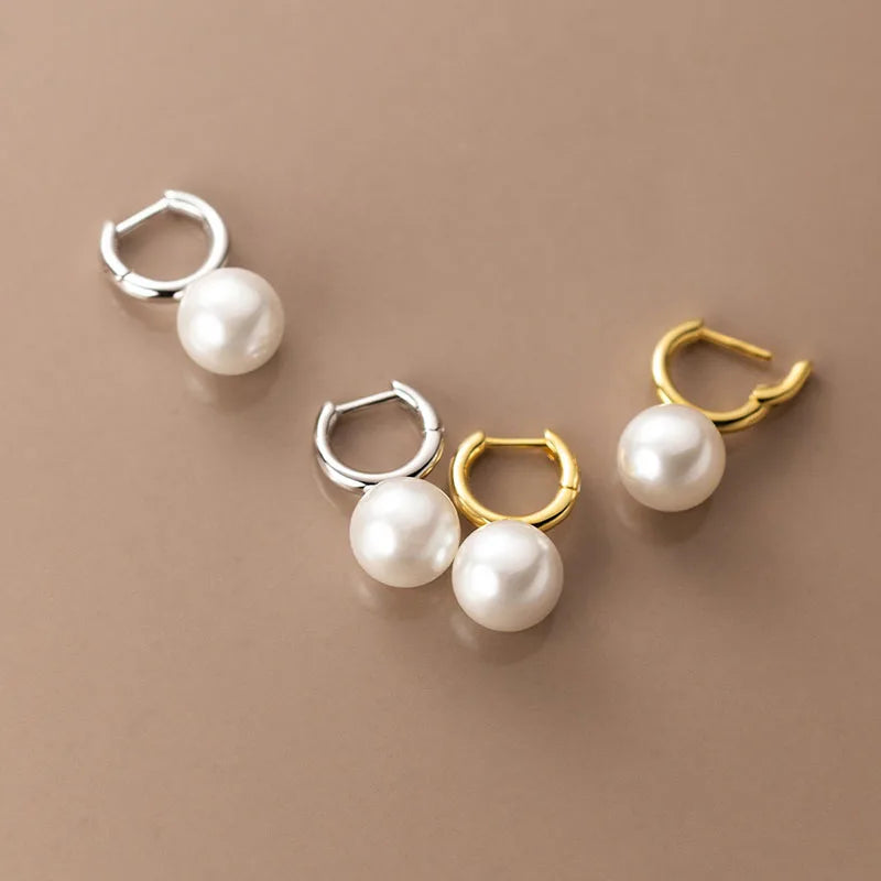 Fashion Synthesis Pearl Hoop Earrings DE0214