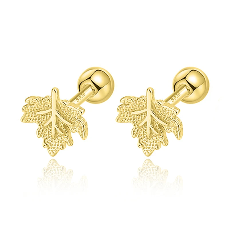 Sweet Ginkgo Maple Leaf Screw Stud Earrings DG0030