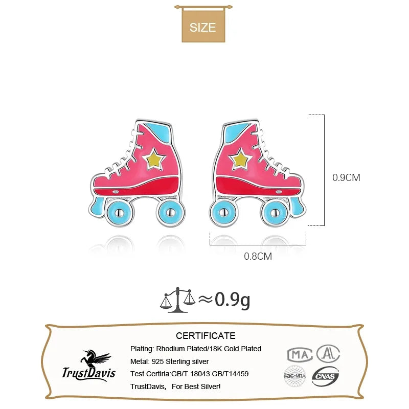 Glaze Roller Skates Fine Stud Earrings DK037