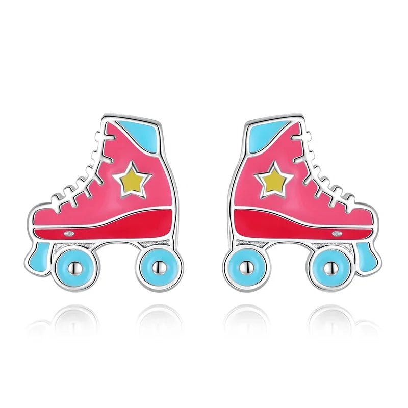 Glaze Roller Skates Fine Stud Earrings DK037