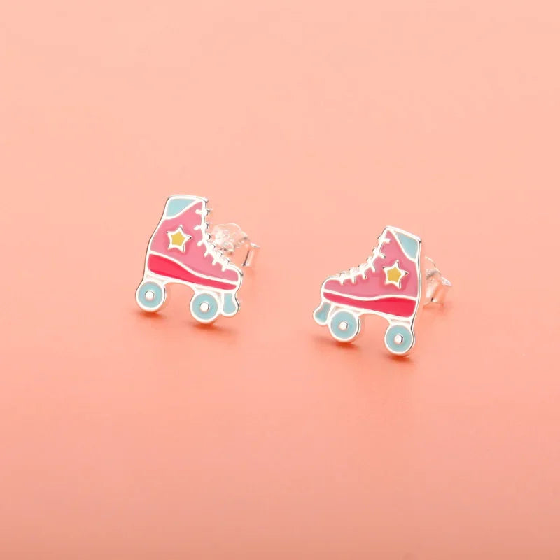 Glaze Roller Skates Fine Stud Earrings DK037