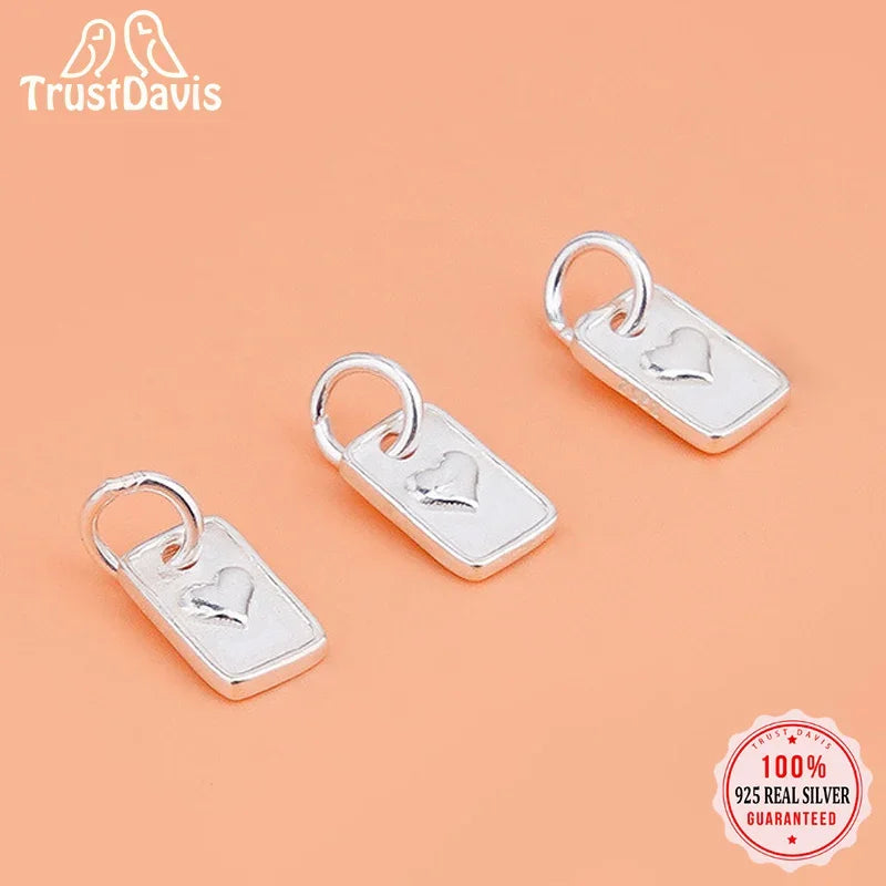 Double-sided Heart Rectangular Pendant Handmade DIY Accessories DZ1595