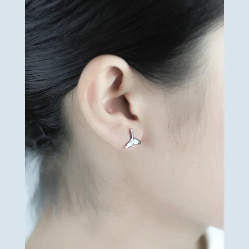 Cute Tiny Whale Tail Stud Earrings DS371