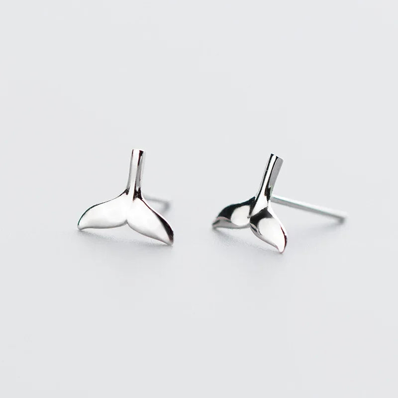 Cute Tiny Whale Tail Stud Earrings DS371