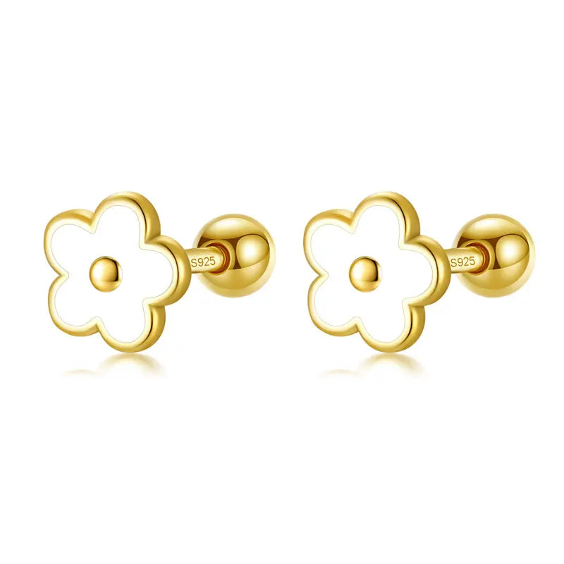 Fashion Glaze Flower Screw Stud Earrings DF269