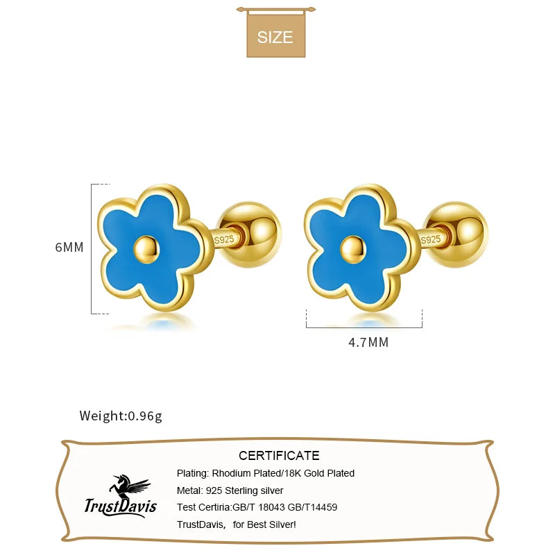 Fashion Glaze Flower Screw Stud Earrings DF269