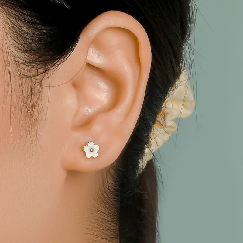 Fashion Glaze Flower Screw Stud Earrings DF269