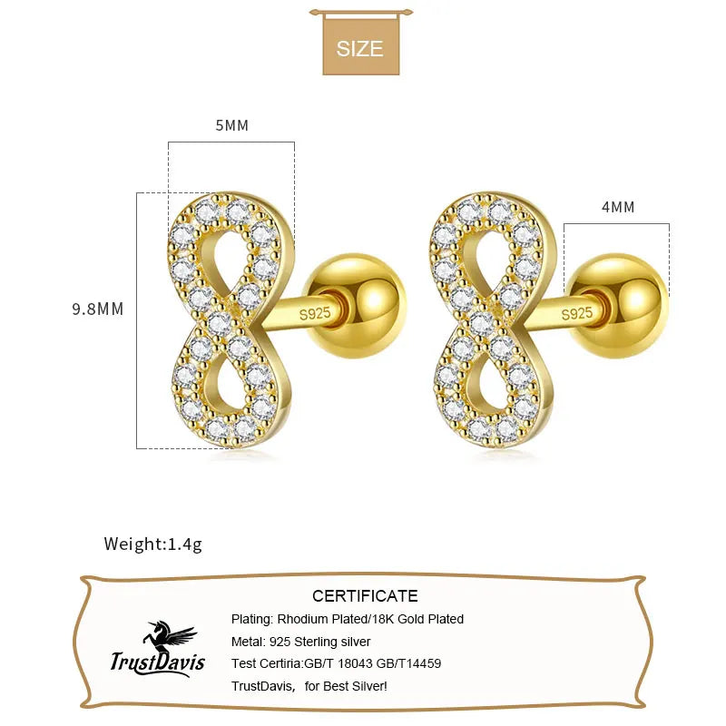 Fashion 8 Infinite CZ Screw Stud Earrings DG0027