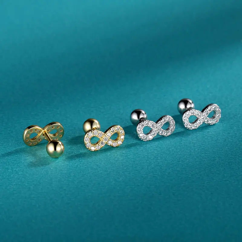 Fashion 8 Infinite CZ Screw Stud Earrings DG0027