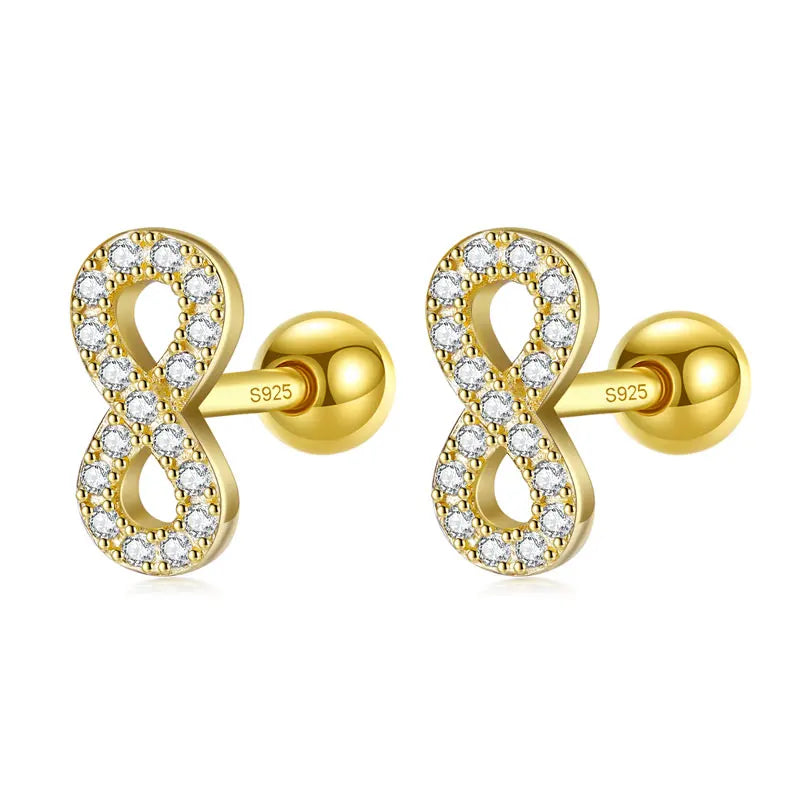 Fashion 8 Infinite CZ Screw Stud Earrings DG0027