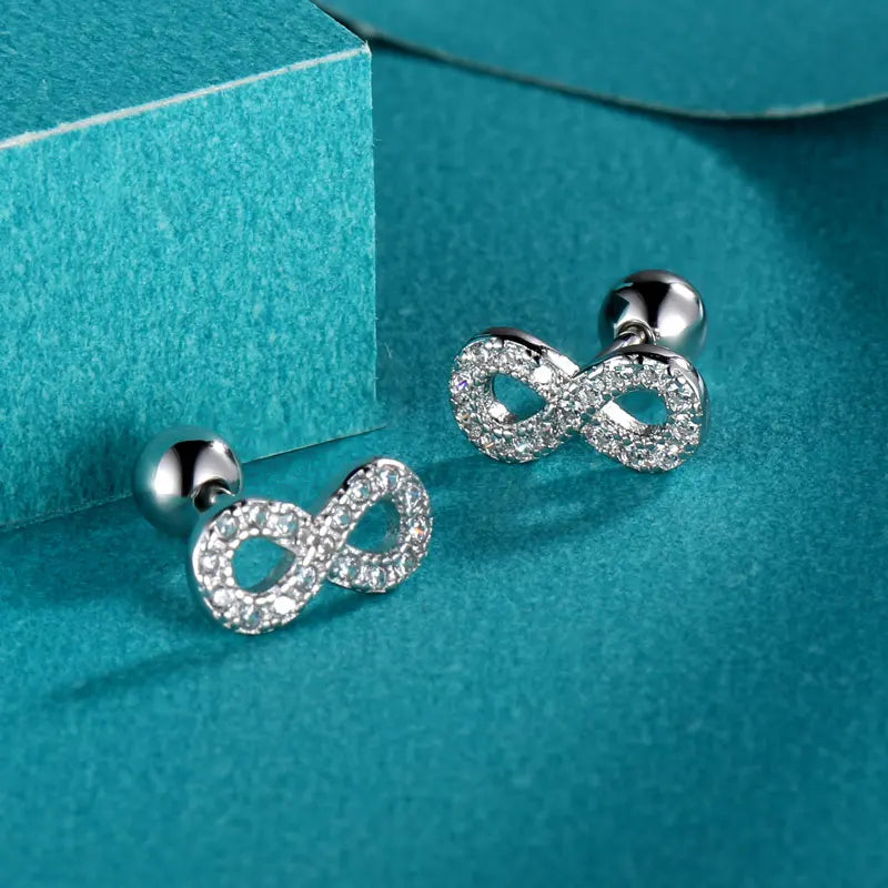 Fashion 8 Infinite CZ Screw Stud Earrings DG0027