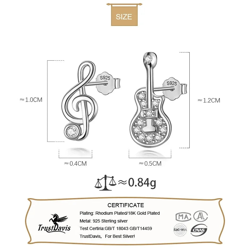 Fashion Asymmetric Guitar Notes Stud Earring DB110