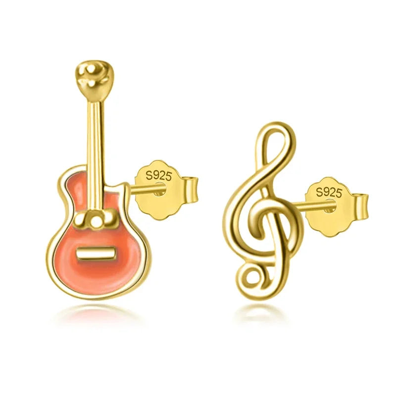 Fashion Asymmetric Guitar Notes Stud Earring DB110