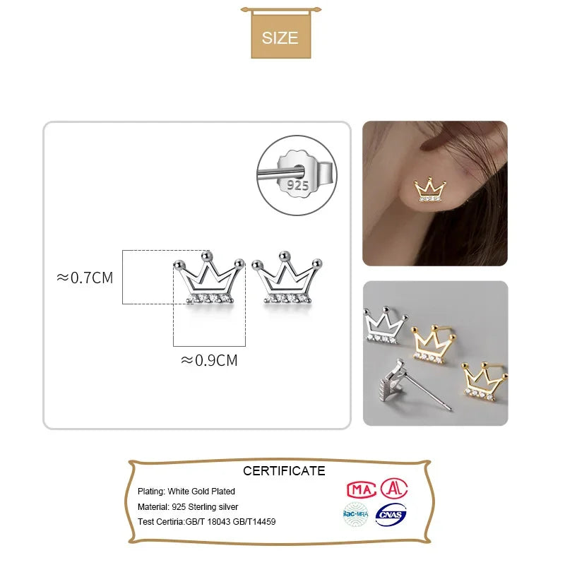 Fashion Cute Queen's Crown CZ Stud Earring DA025