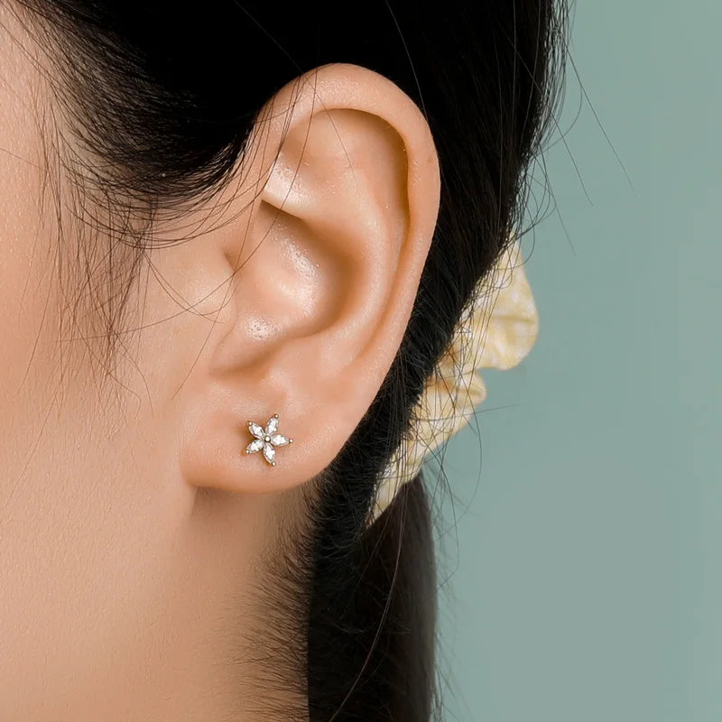 Fashion Flower Colour CZ Stud Earrings DF247