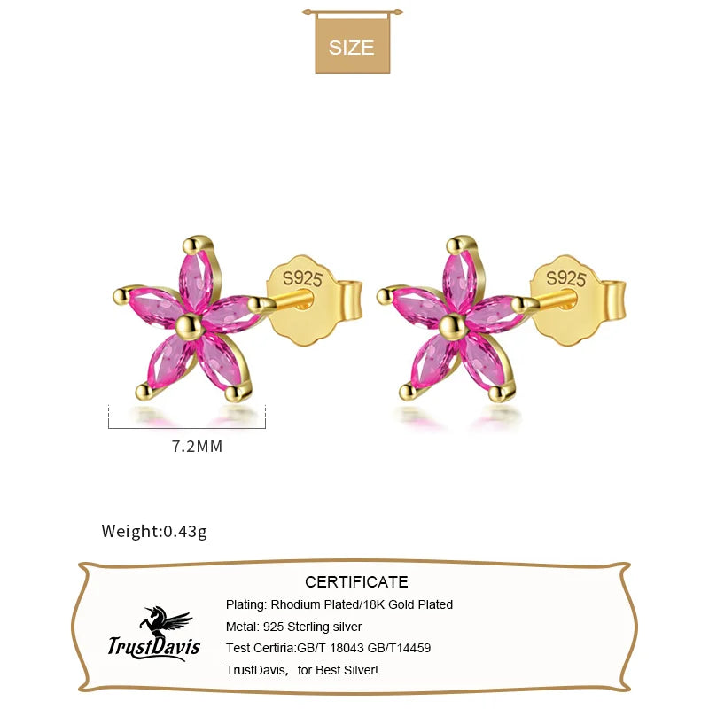 Fashion Flower Colour CZ Stud Earrings DF247