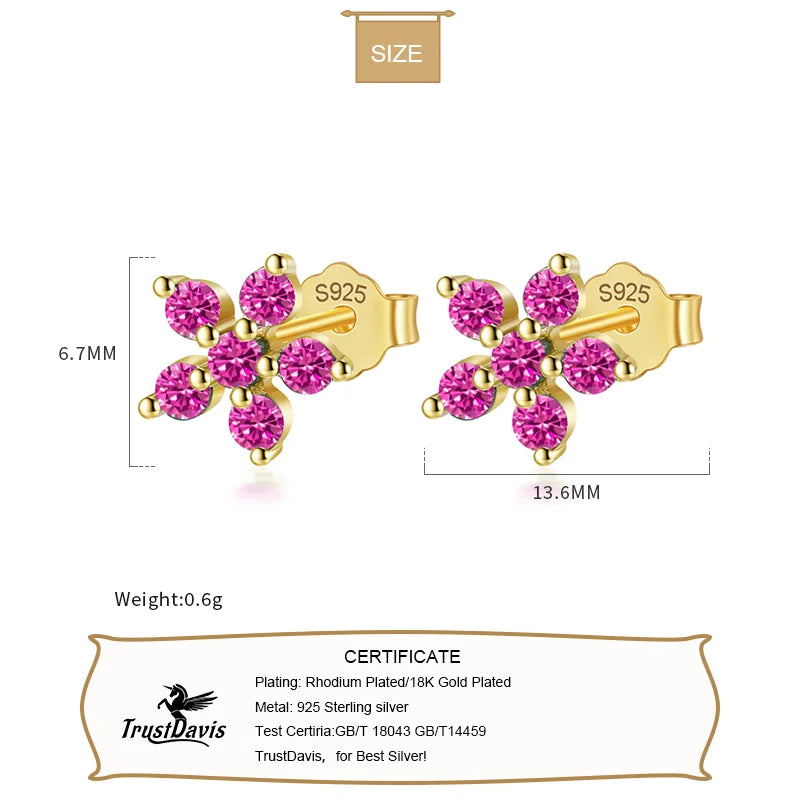 Fashion Flower Colour CZ Stud Earrings DF247