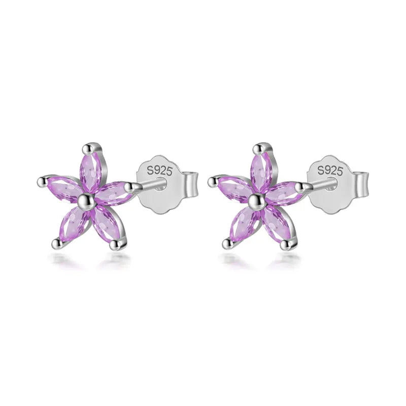 Fashion Flower Colour CZ Stud Earrings DF247