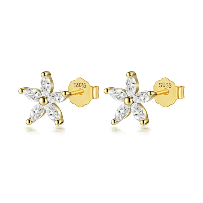 Fashion Flower Colour CZ Stud Earrings DF247