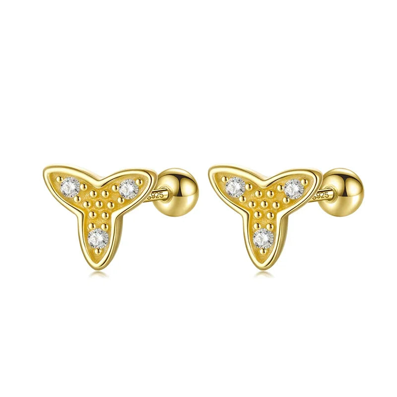 Flower Green CZ Beads Screw Stud Earrings DA2383