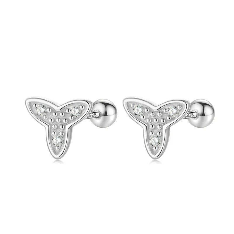 Flower Green CZ Beads Screw Stud Earrings DA2383