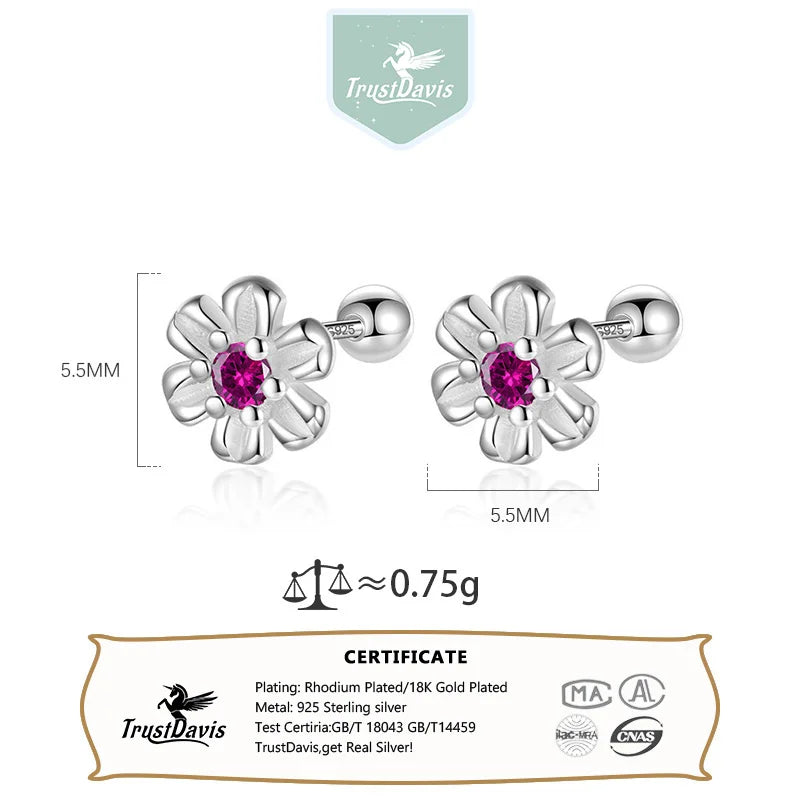 Fashion Flower Zircon Screw Stud Earrings DF2101