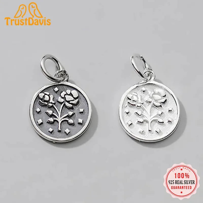 Geometric Round Coin Flower Charm Pendant DIY Accessories DZ100
