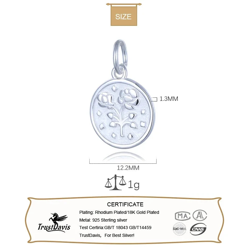 Geometric Round Coin Flower Charm Pendant DIY Accessories DZ100