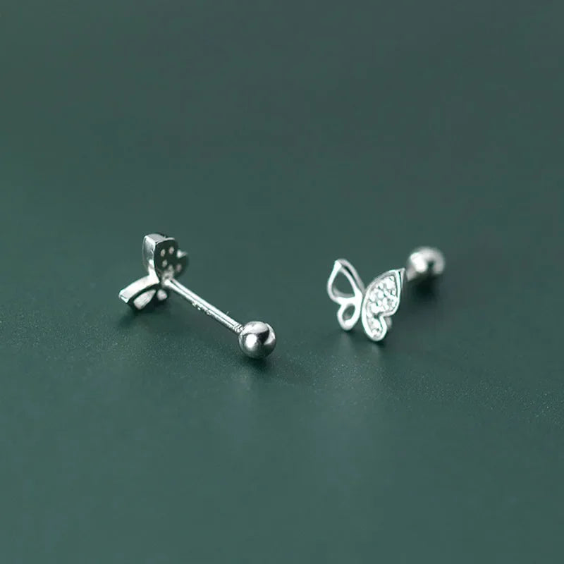Fashion Insect Butterfly CZ Screw Stud Earrings DB1156